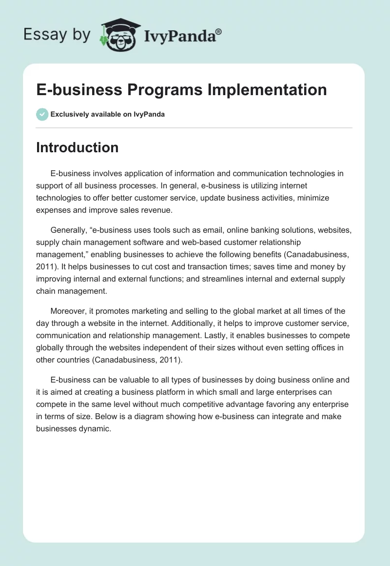 E-business Programs Implementation. Page 1
