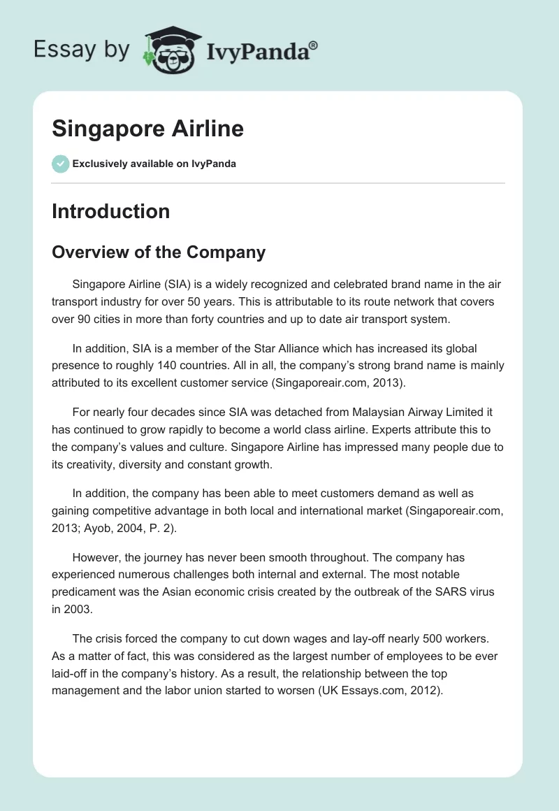 Singapore Airline. Page 1