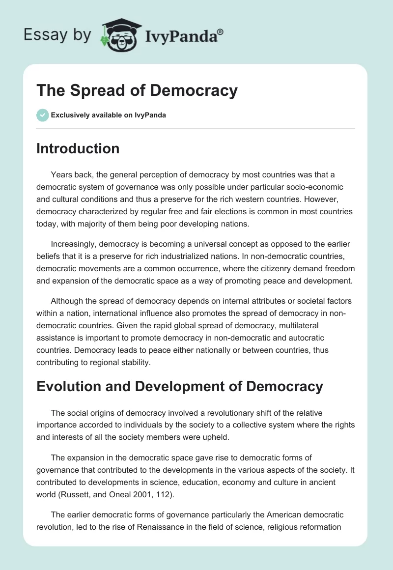 The Spread of Democracy. Page 1
