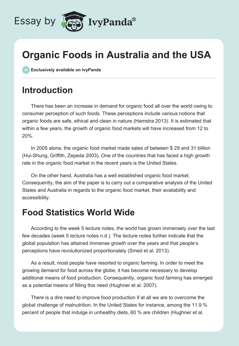 Organic Foods in Australia and the USA. Page 1