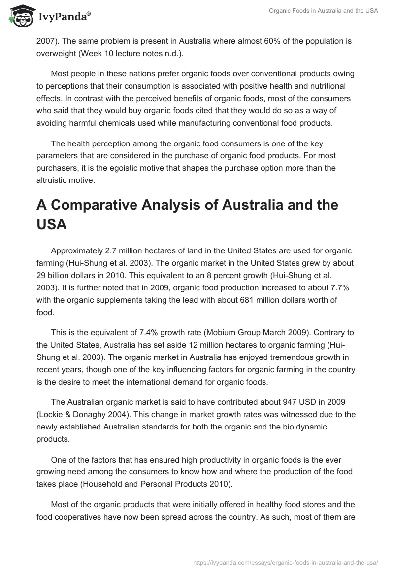 Organic Foods in Australia and the USA. Page 2