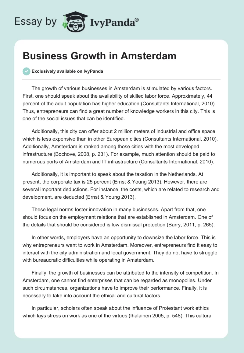 Business Growth in Amsterdam. Page 1
