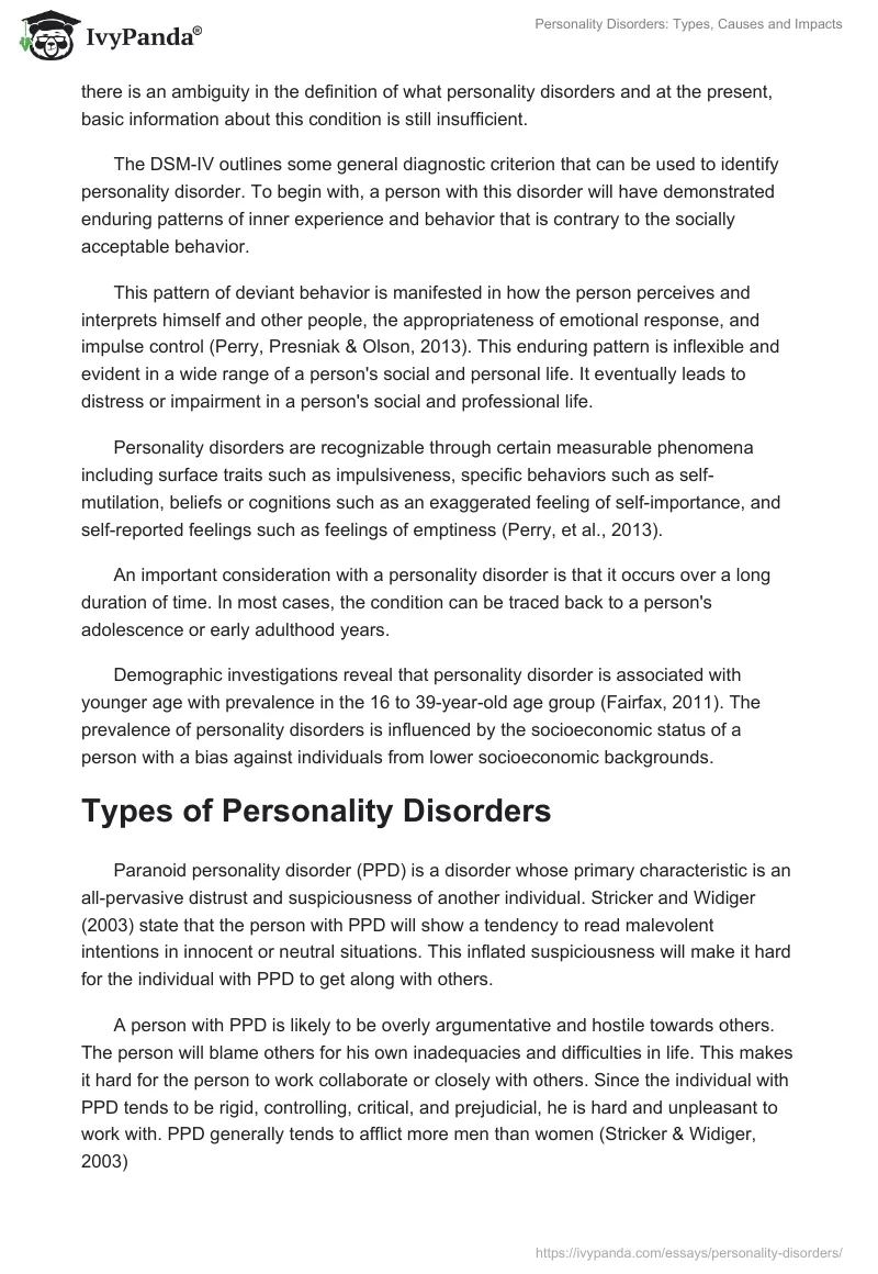 Personality Disorders: Types, Causes and Impacts. Page 2