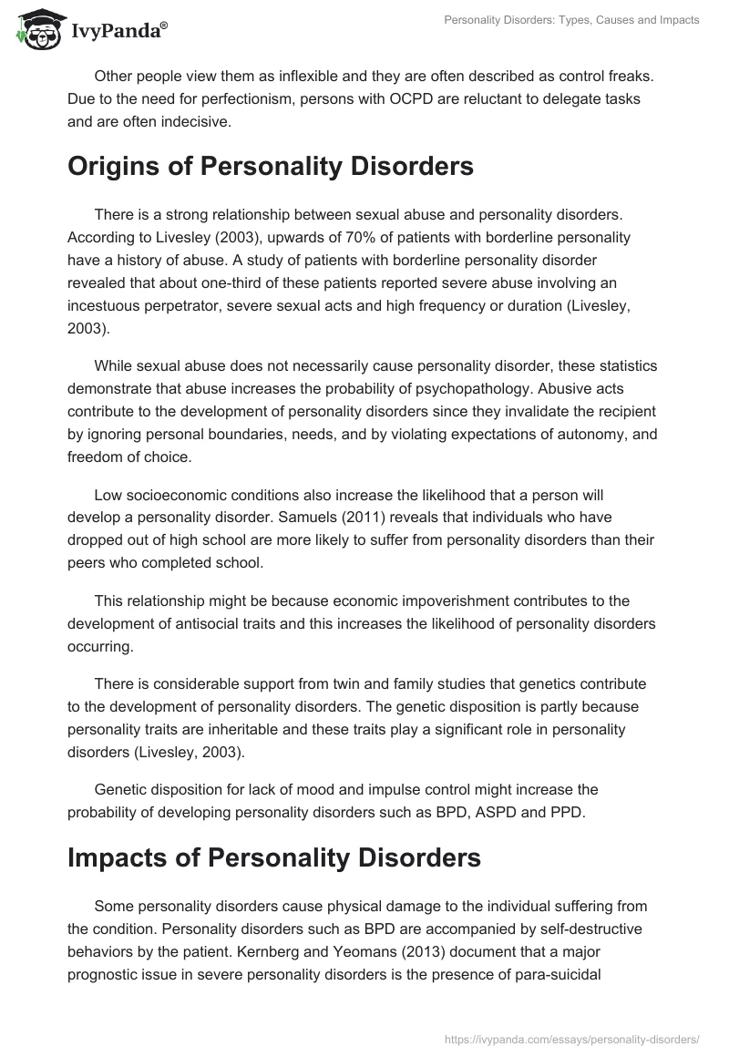 Personality Disorders: Types, Causes and Impacts. Page 5