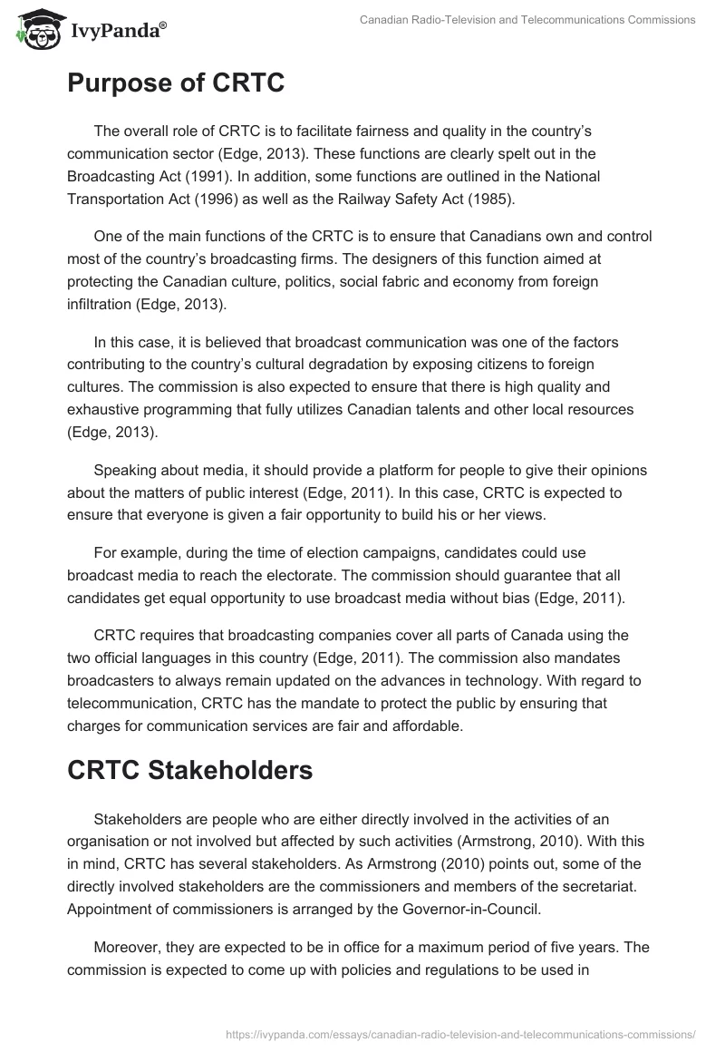 Canadian Radio-Television and Telecommunications Commissions. Page 2