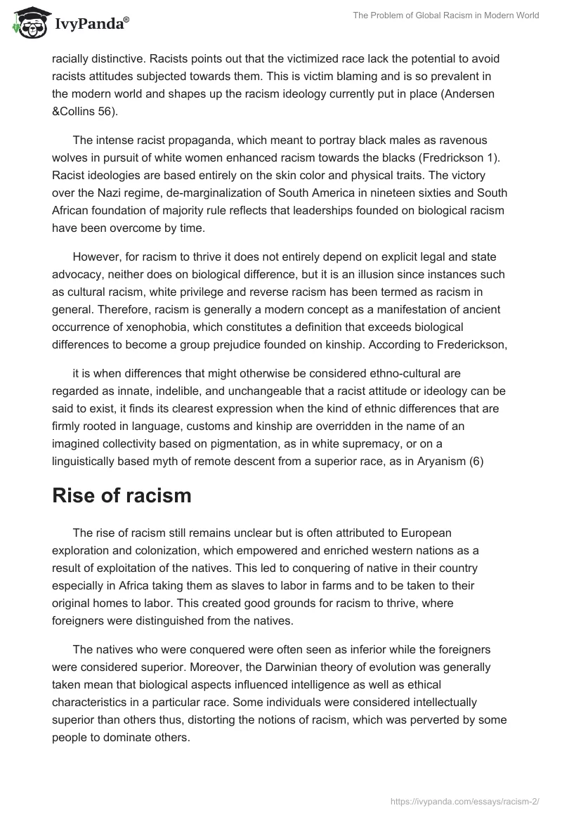 The Problem of Global Racism in Modern World. Page 2