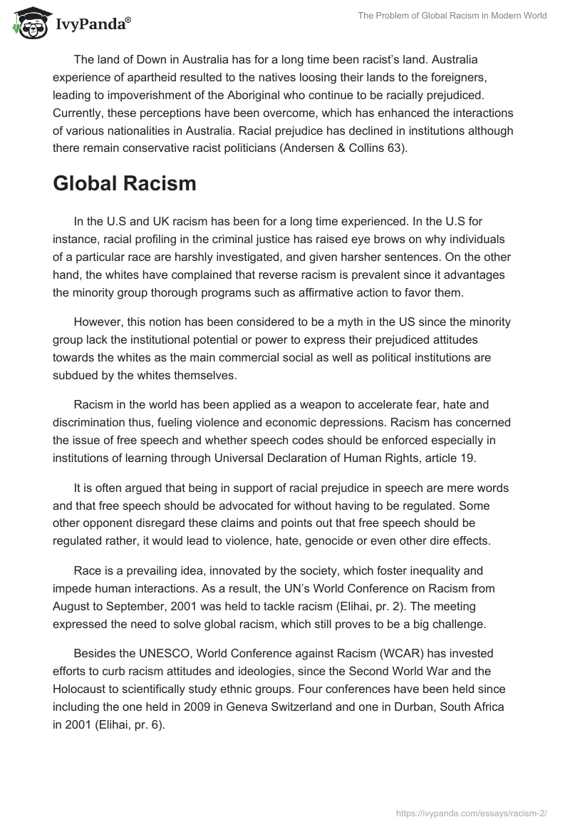 The Problem of Global Racism in Modern World. Page 3