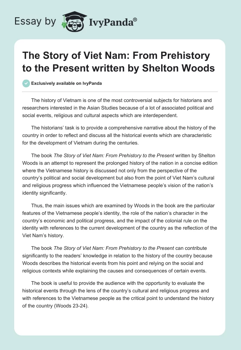 The Story of Viet Nam: From Prehistory to the Present written by Shelton Woods. Page 1