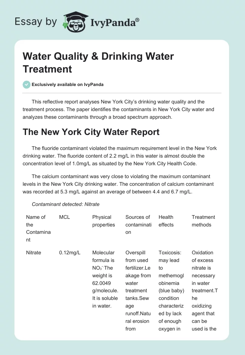 Water Quality & Drinking Water Treatment. Page 1