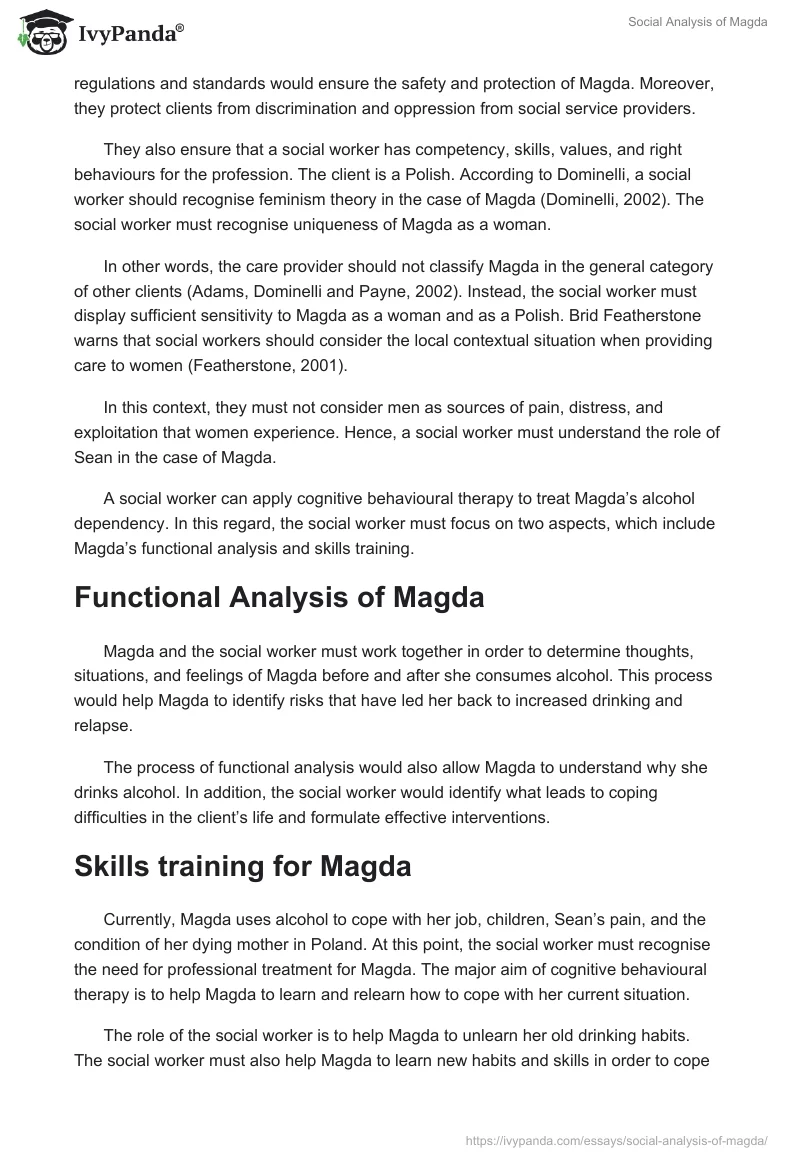 Social Analysis of Magda. Page 2