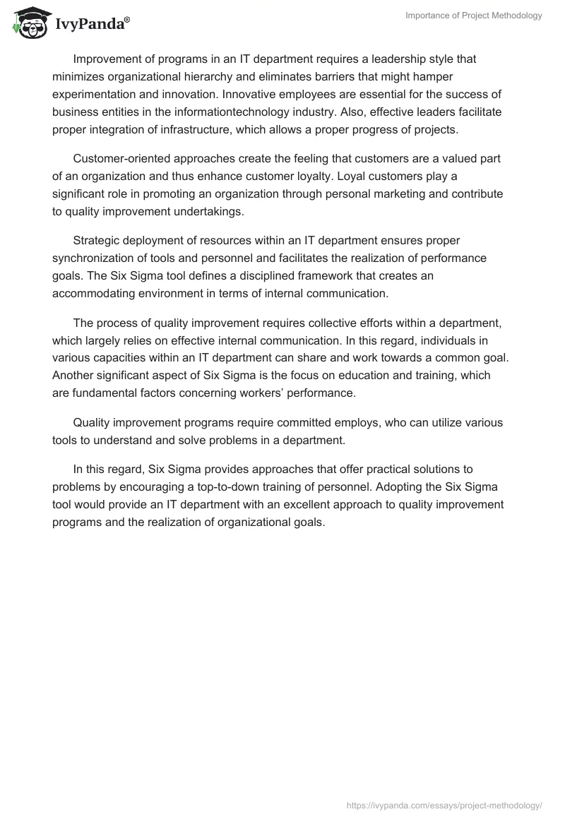 Importance of Project Methodology. Page 2