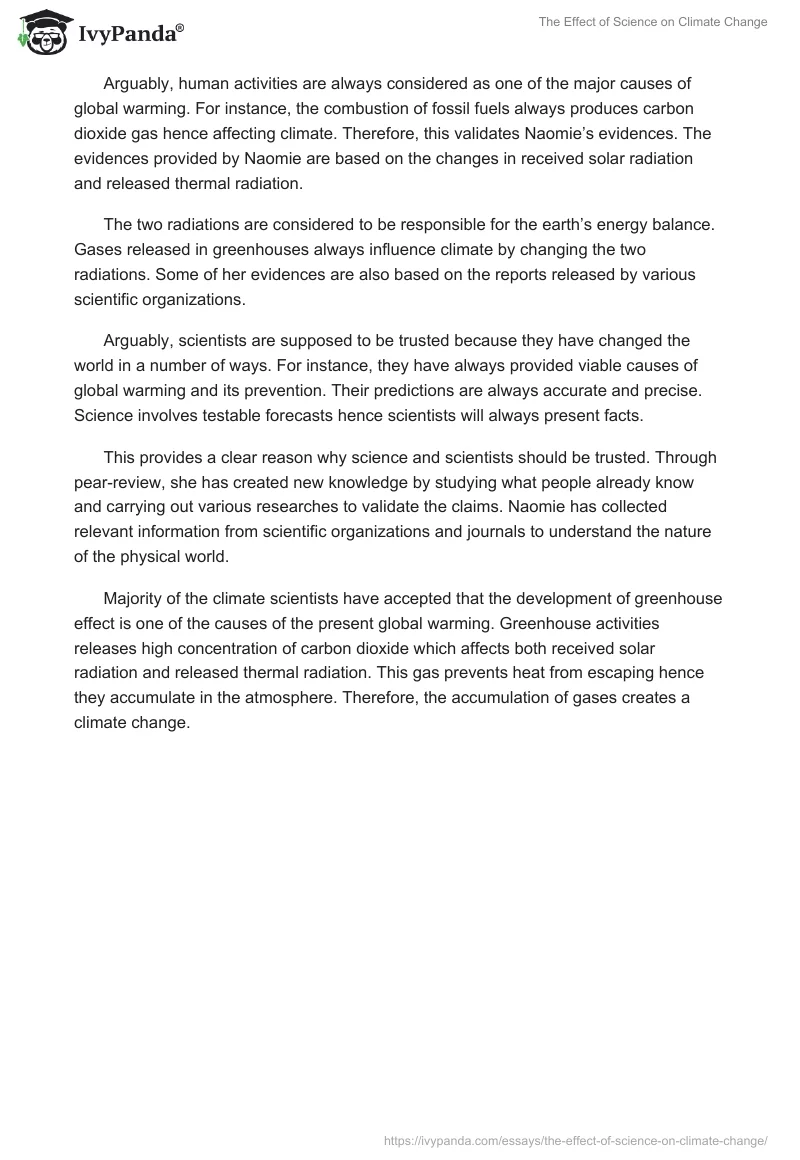 The Effect of Science on Climate Change. Page 2