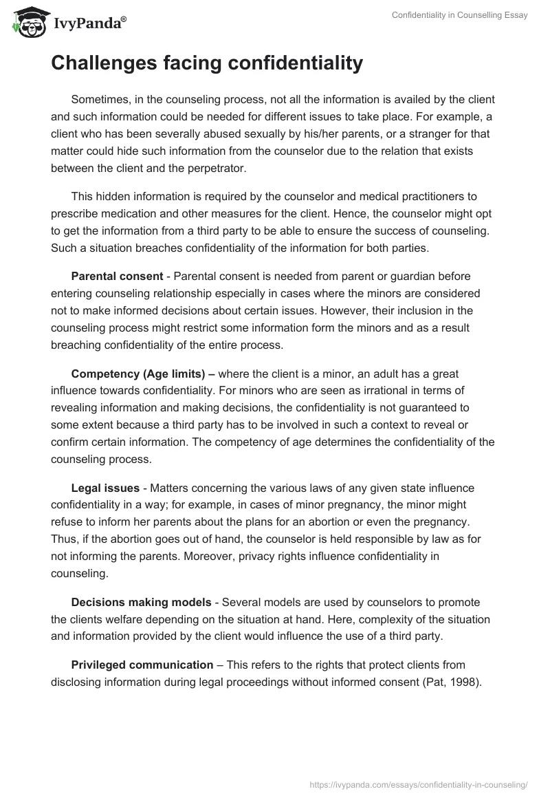 Confidentiality in Counselling Essay. Page 4