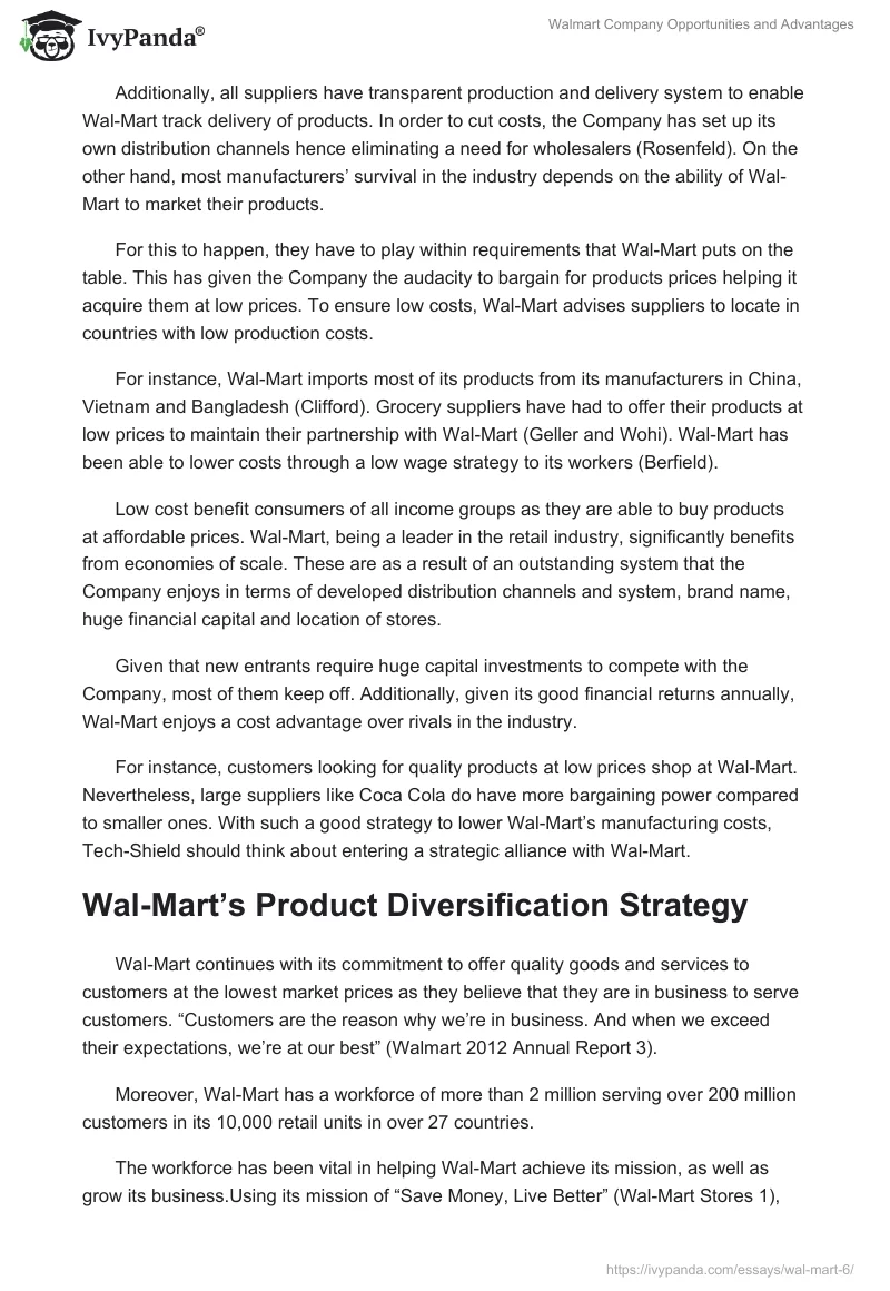 Walmart Company Opportunities and Advantages. Page 3