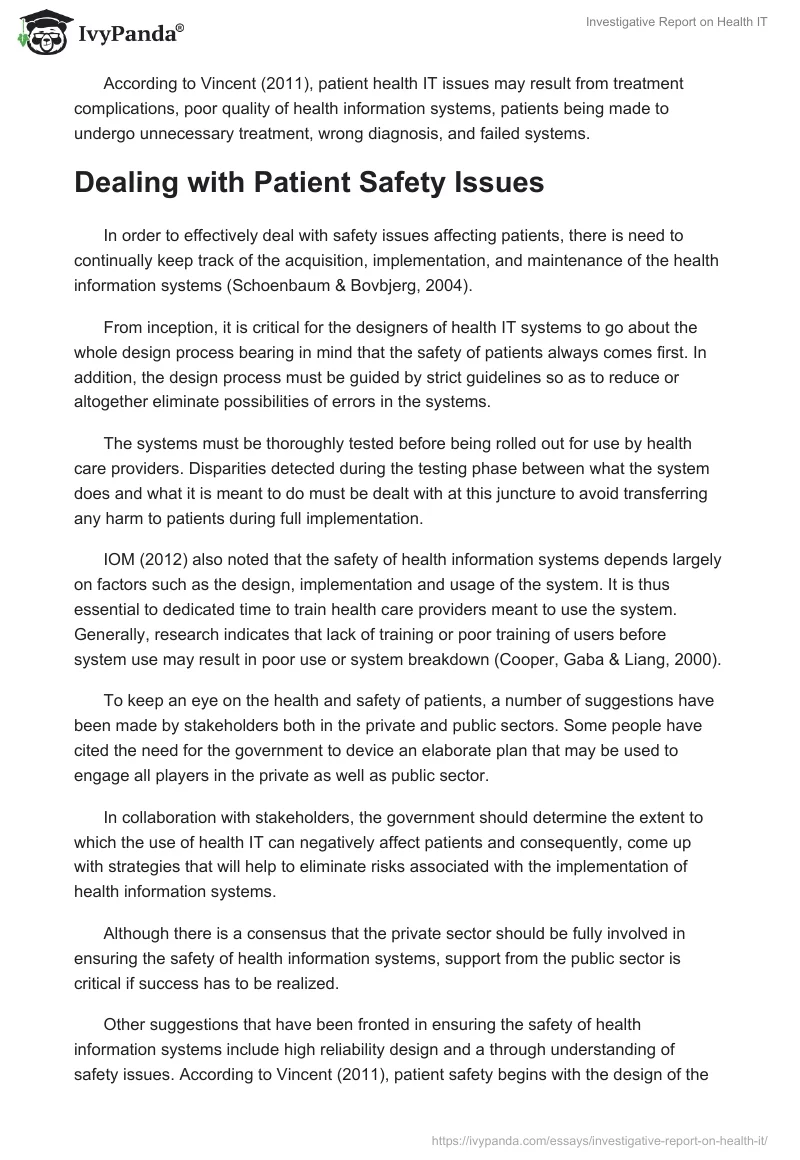 Investigative Report on Health IT. Page 2