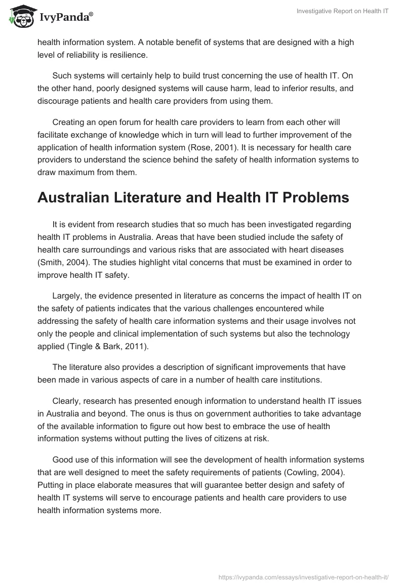 Investigative Report on Health IT. Page 3
