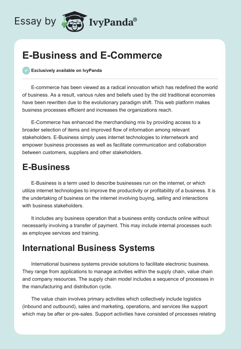 E-Business and E-Commerce. Page 1