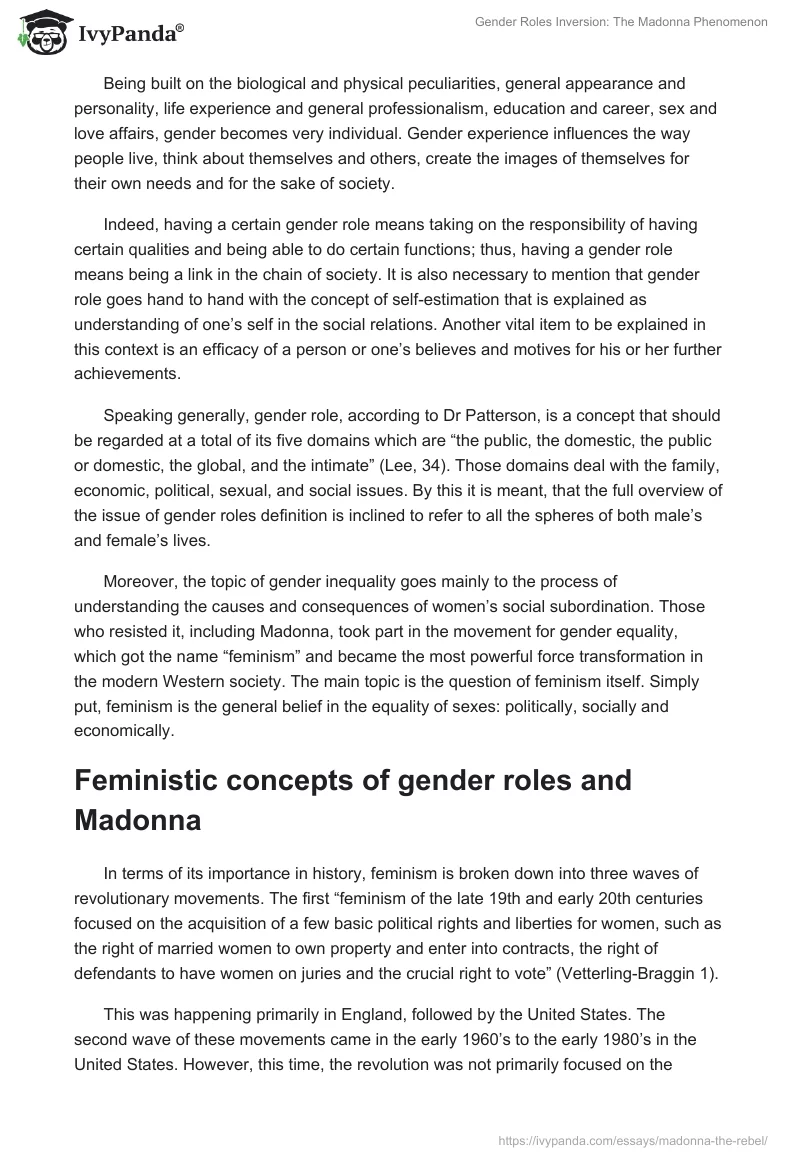 Gender Roles Inversion: The Madonna Phenomenon. Page 2