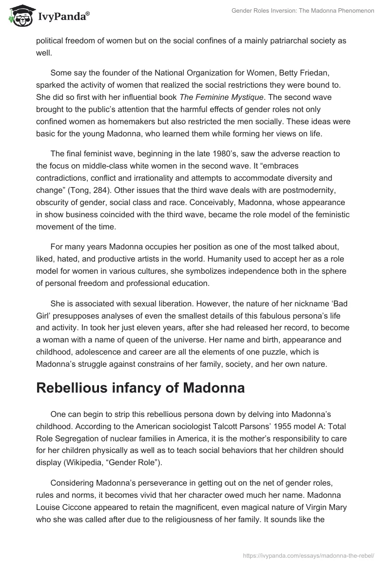 Gender Roles Inversion: The Madonna Phenomenon. Page 3
