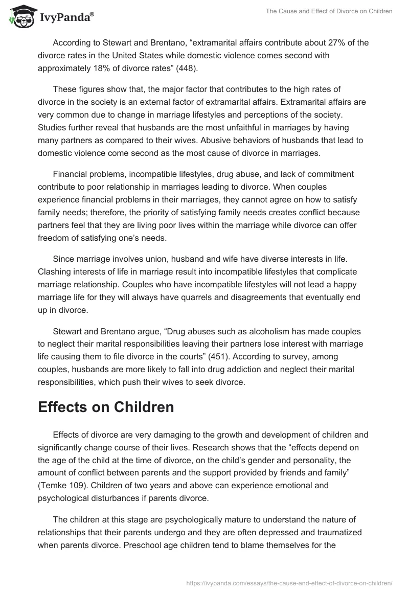 The Cause and Effect of Divorce on Children. Page 2