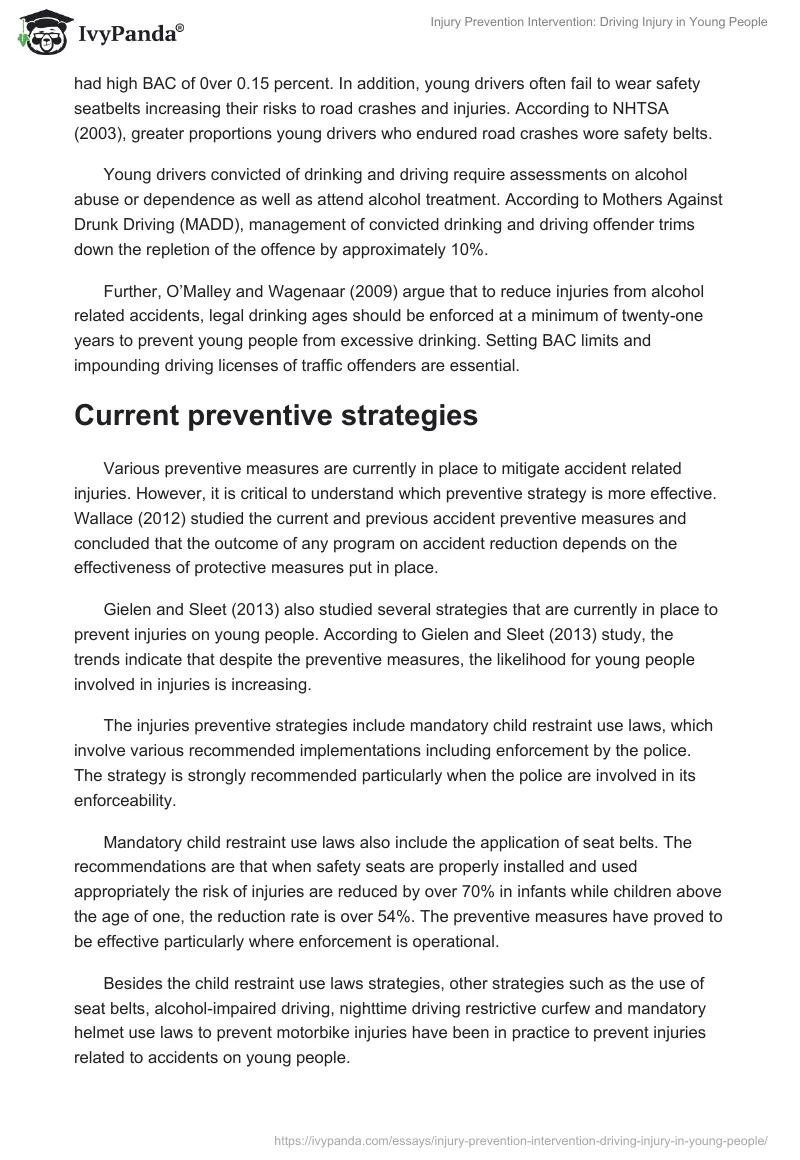 Injury Prevention Intervention: Driving Injury in Young People. Page 3