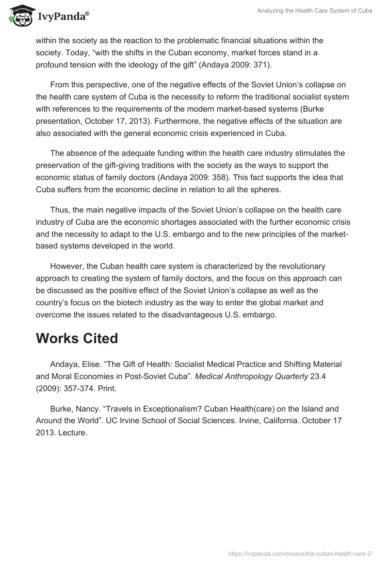 Analyzing the Health Care System of Cuba. Page 2