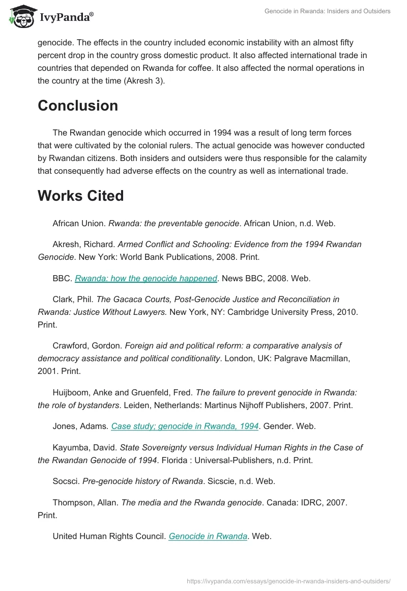 Genocide in Rwanda: Insiders and Outsiders. Page 5