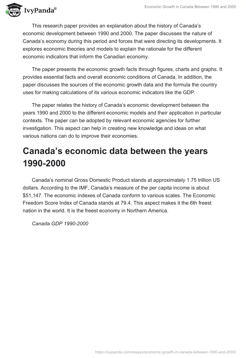 Economic Growth in Canada Between 1990 and 2000. Page 2