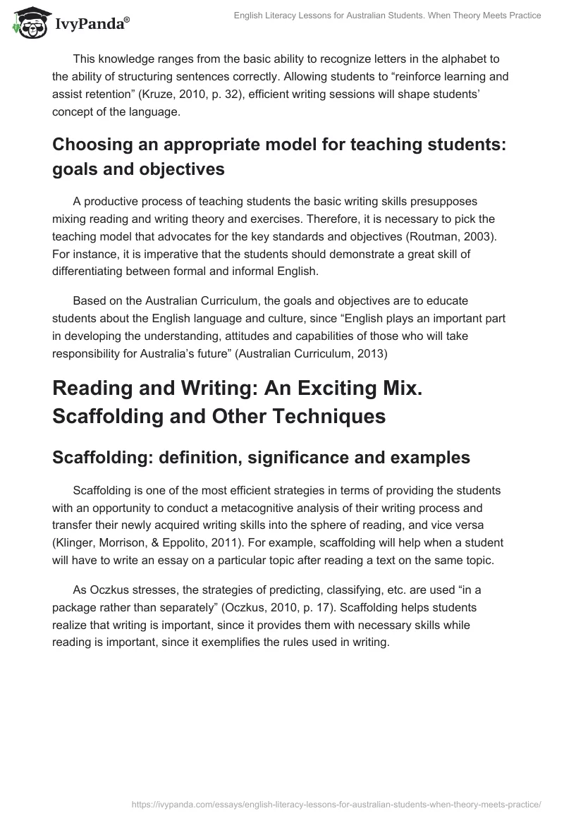English Literacy Lessons for Australian Students. When Theory Meets Practice. Page 2