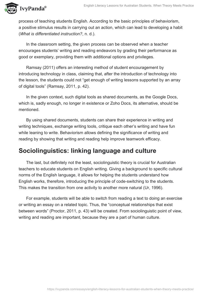 English Literacy Lessons for Australian Students. When Theory Meets Practice. Page 4