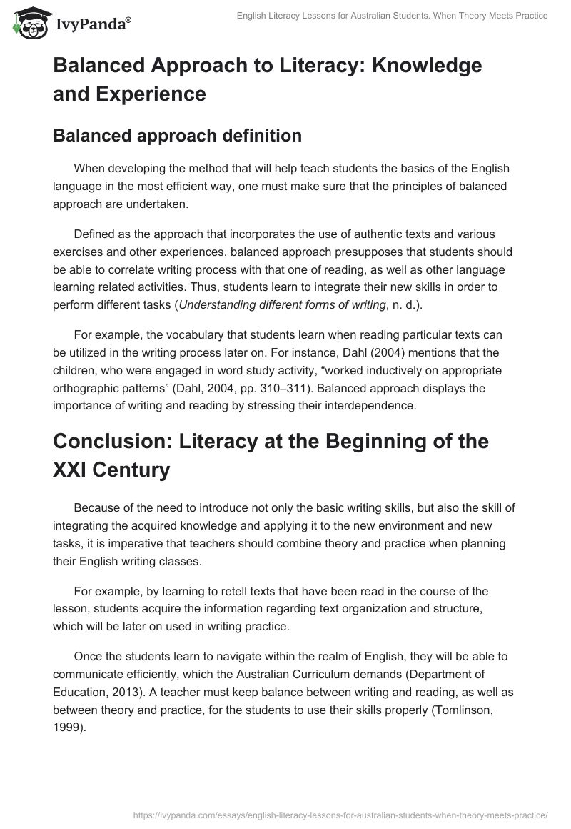 English Literacy Lessons for Australian Students. When Theory Meets Practice. Page 5