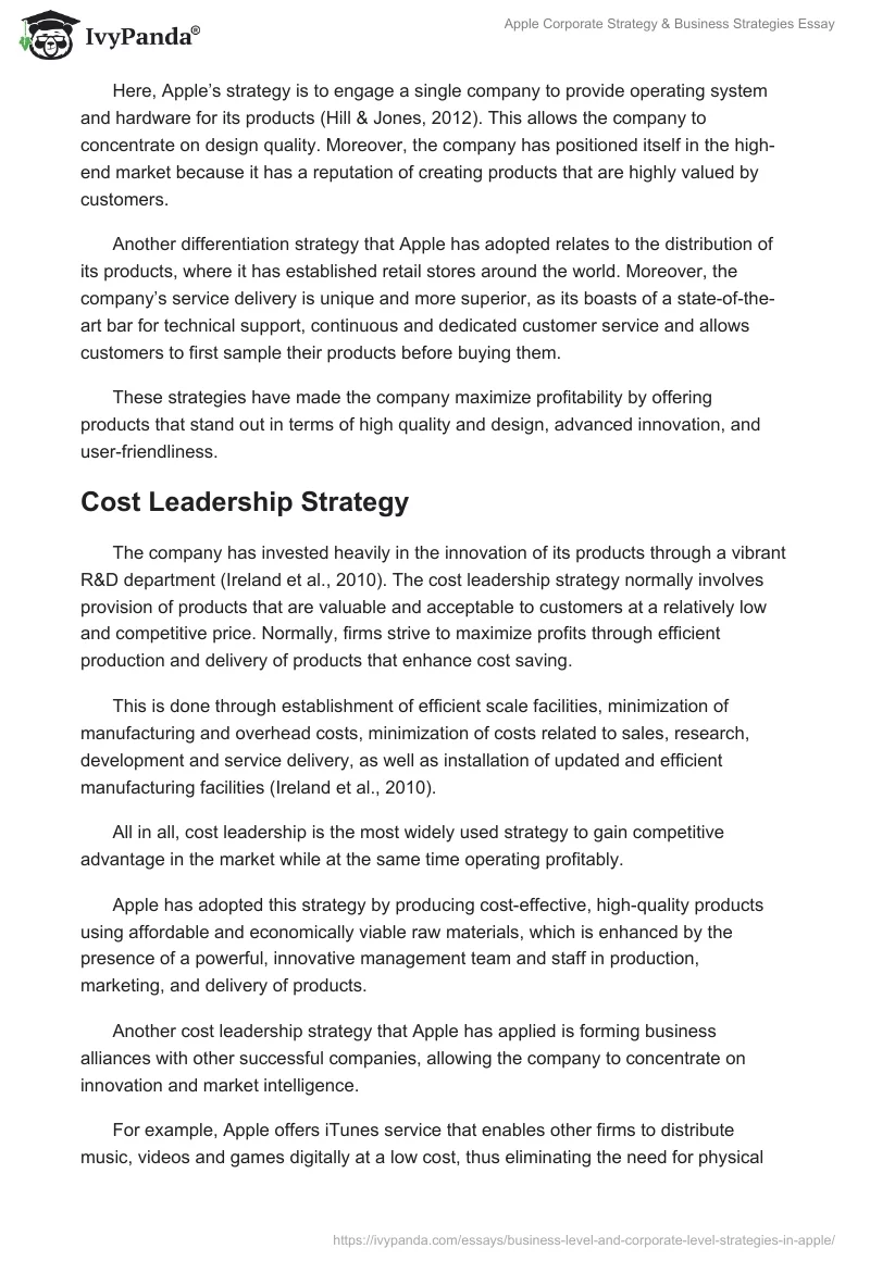 Apple Corporate Strategy & Business Strategies Essay. Page 2
