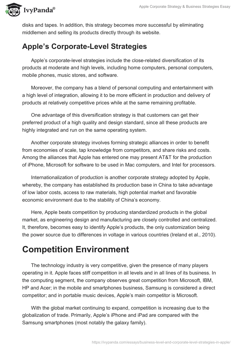 Apple Corporate Strategy & Business Strategies Essay. Page 3