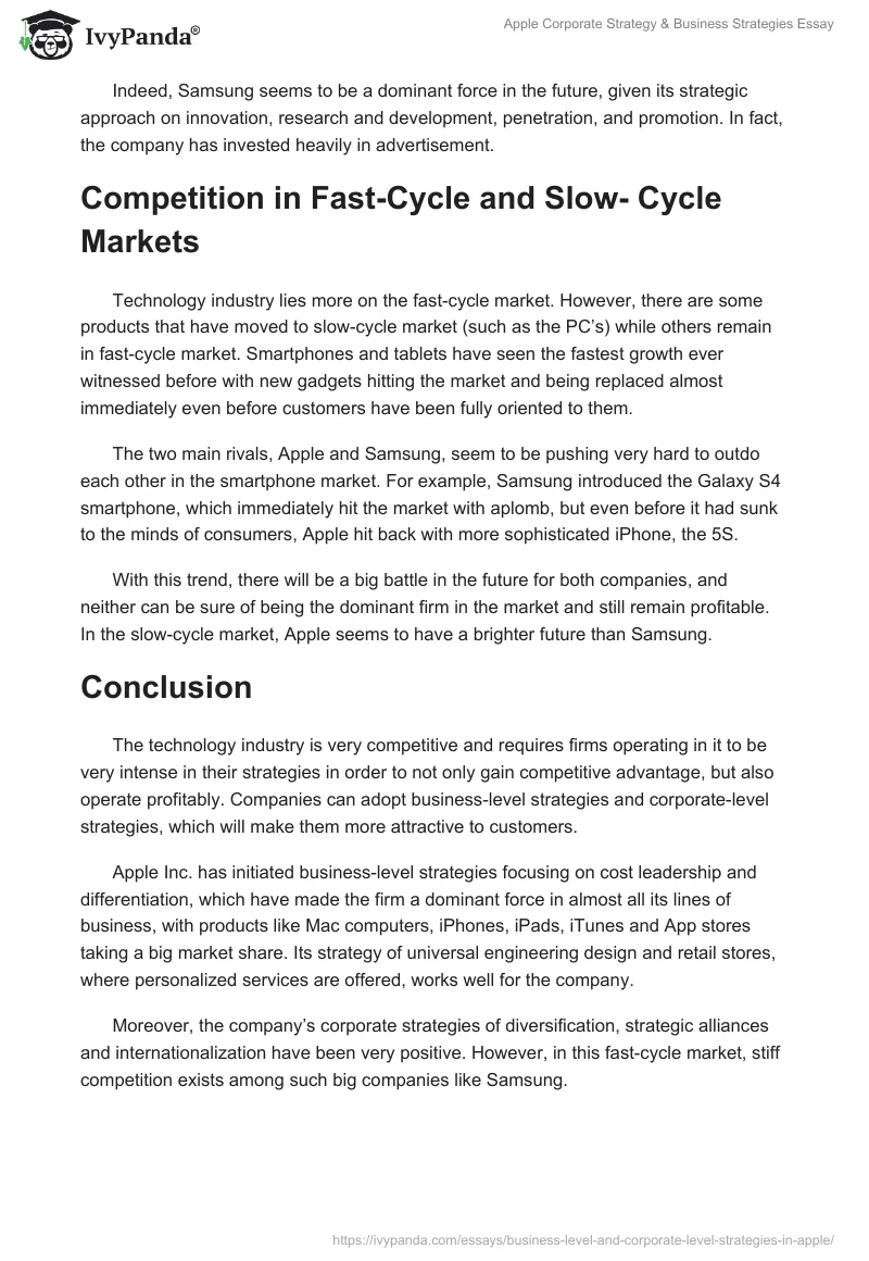 Apple Corporate Strategy & Business Strategies Essay. Page 5