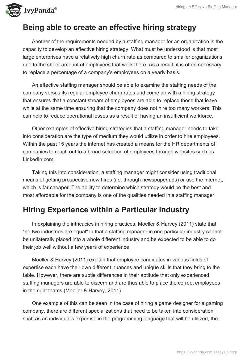 Hiring an Effective Staffing Manager. Page 2