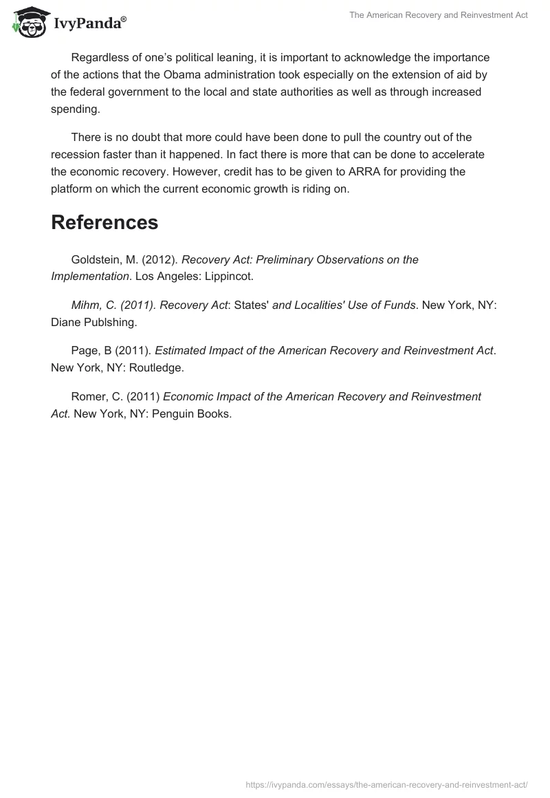 The American Recovery and Reinvestment Act. Page 4
