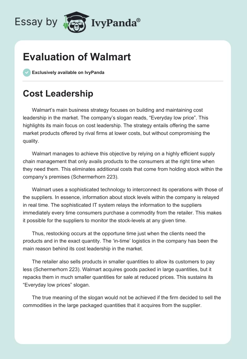 Evaluation of Walmart. Page 1