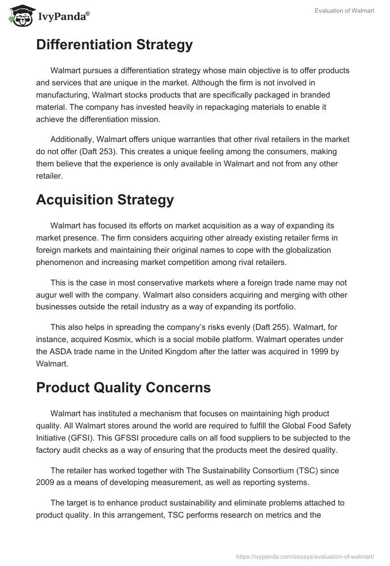 Evaluation of Walmart. Page 2