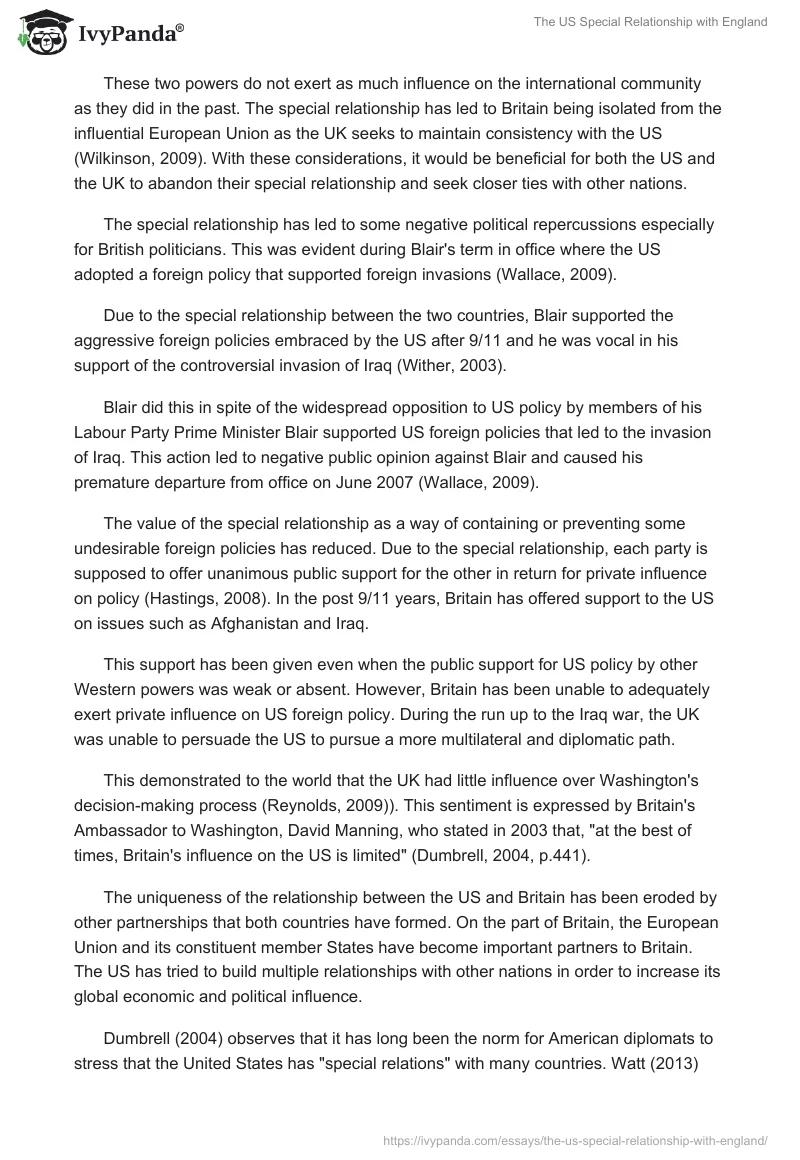 The US Special Relationship with England. Page 2