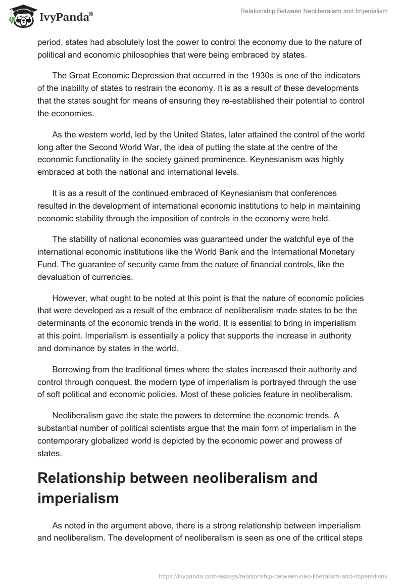 Relationship Between Neoliberalism and Imperialism. Page 2