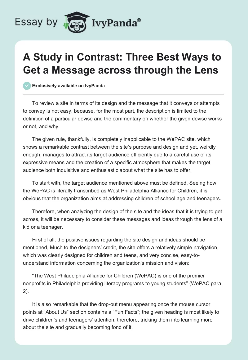 A Study in Contrast: Three Best Ways to Get a Message across through the Lens. Page 1