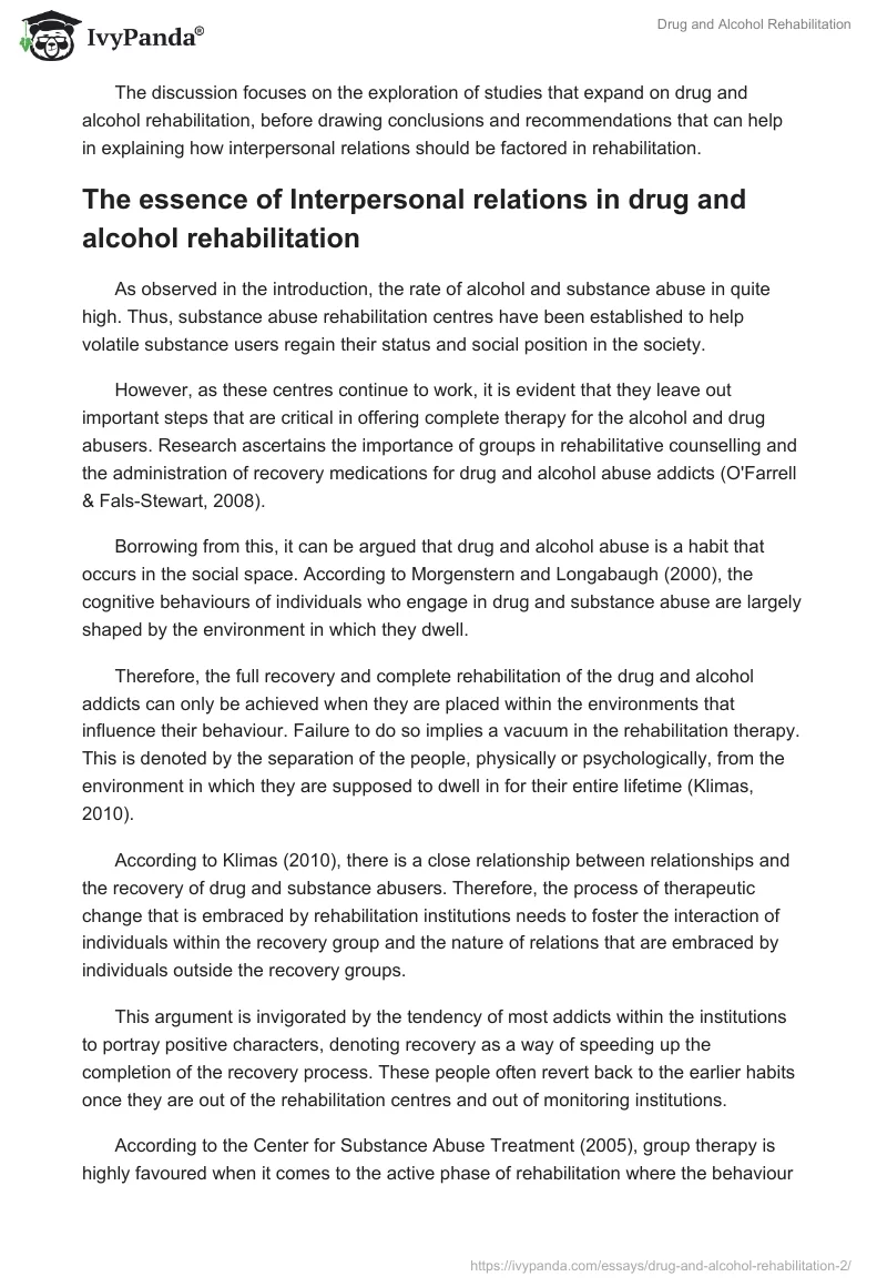 Drug and Alcohol Rehabilitation. Page 2
