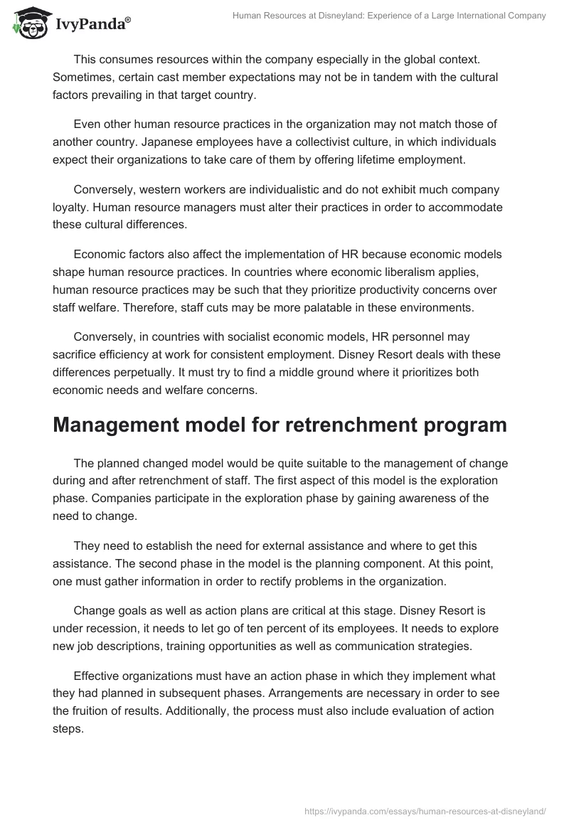 Human Resources at Disneyland: Experience of a Large International Company. Page 2