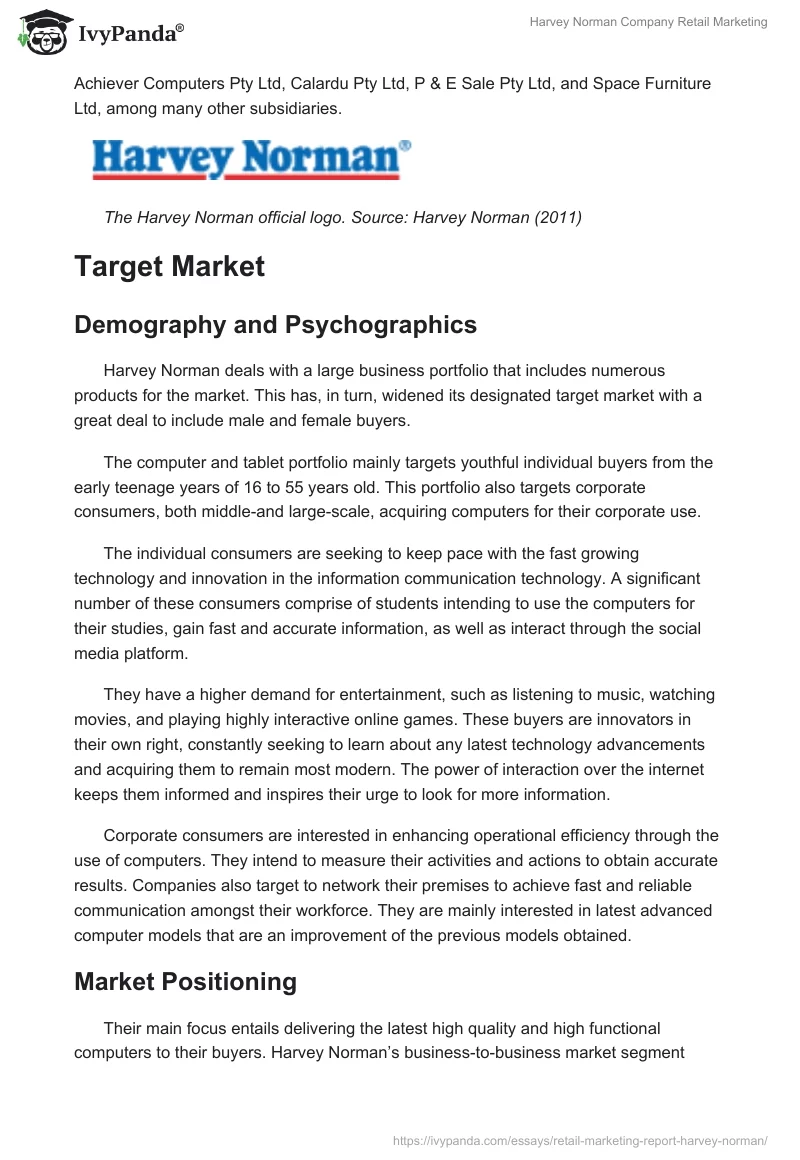 Harvey Norman Company Retail Marketing. Page 2