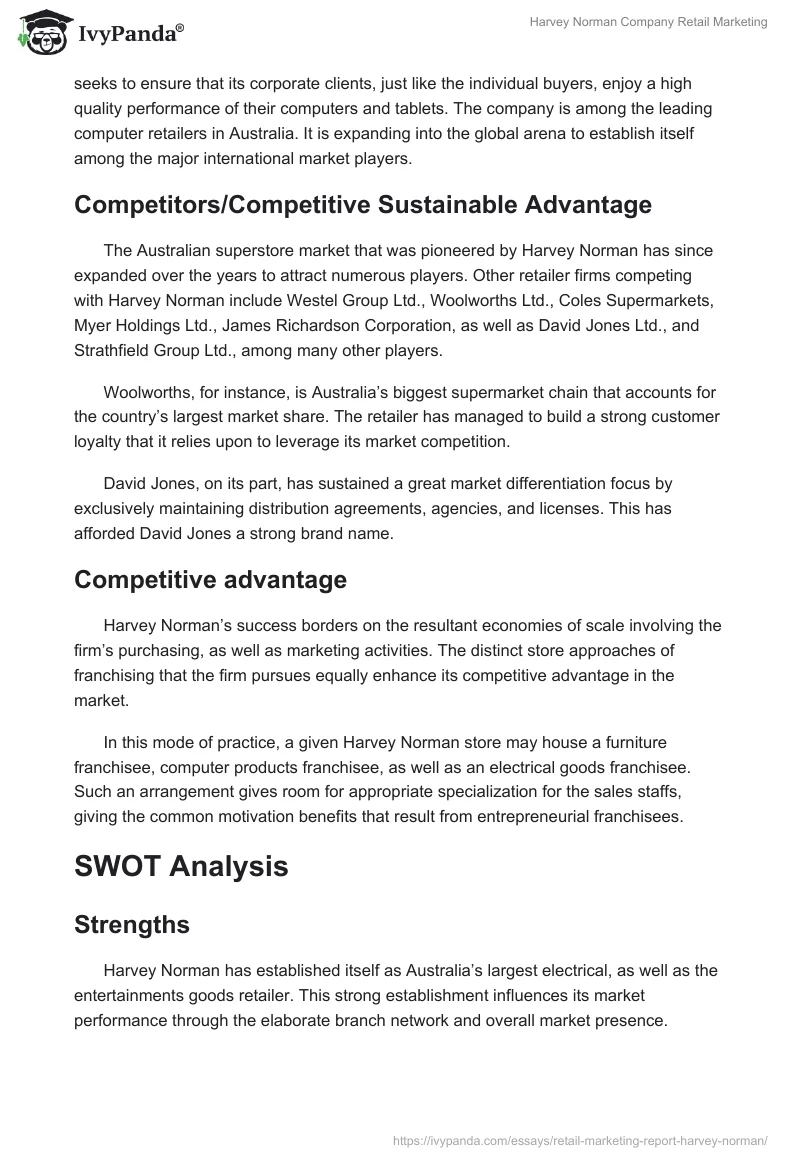 Harvey Norman Company Retail Marketing. Page 3