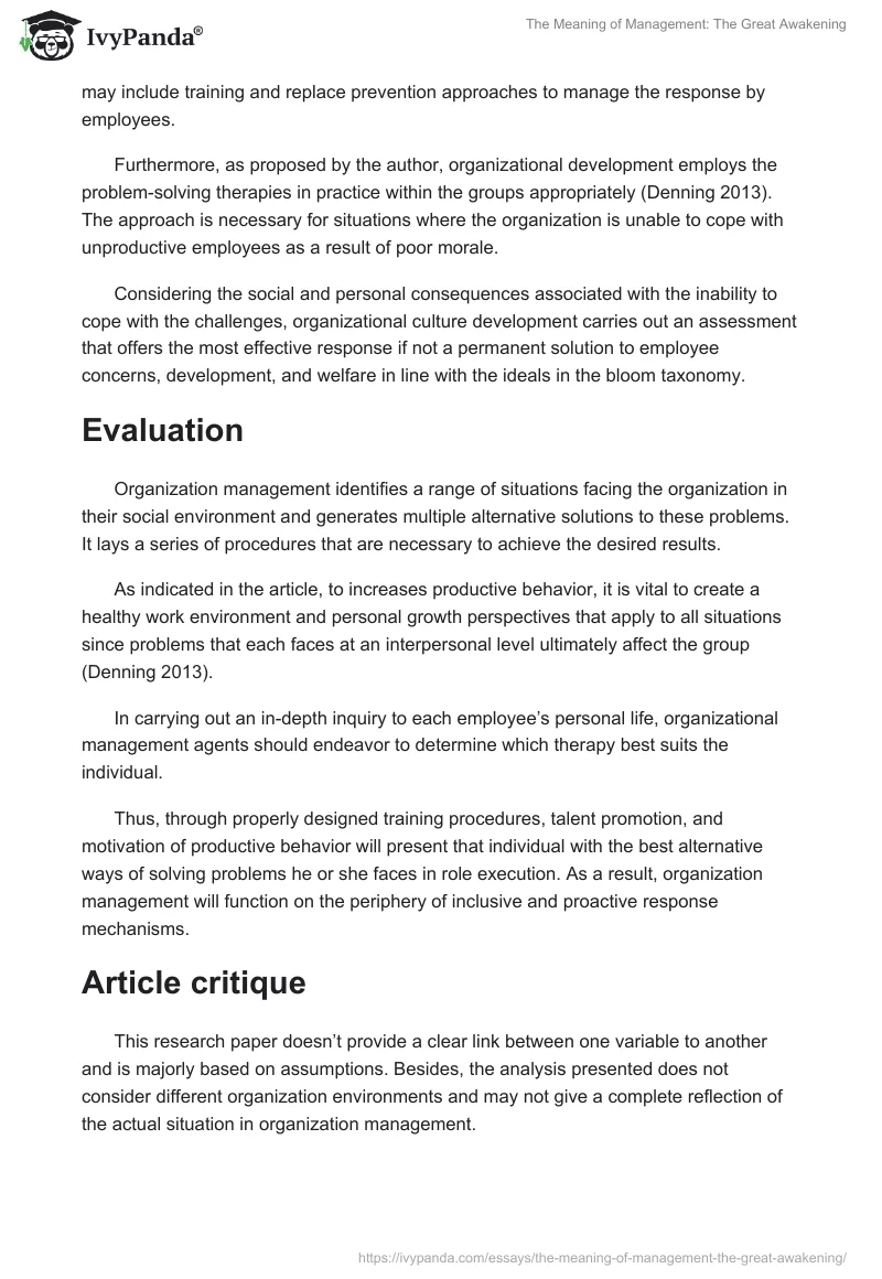 The Meaning of Management: The Great Awakening. Page 2