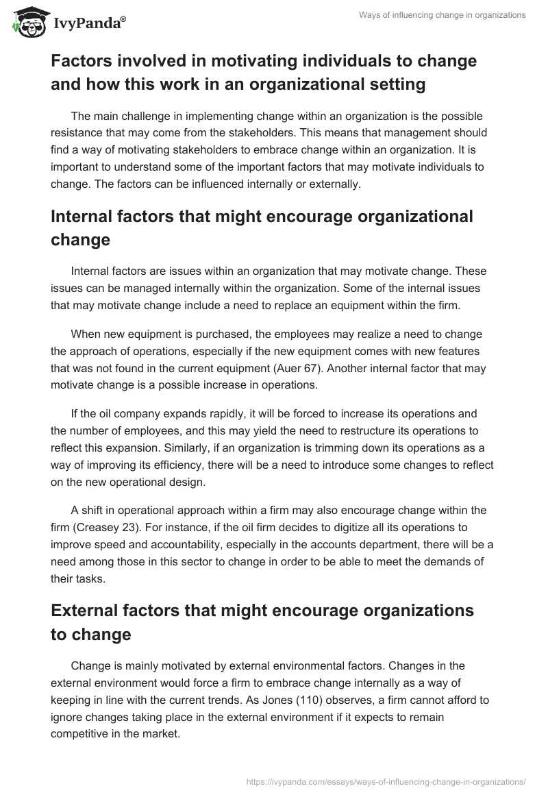 Ways of influencing change in organizations. Page 2
