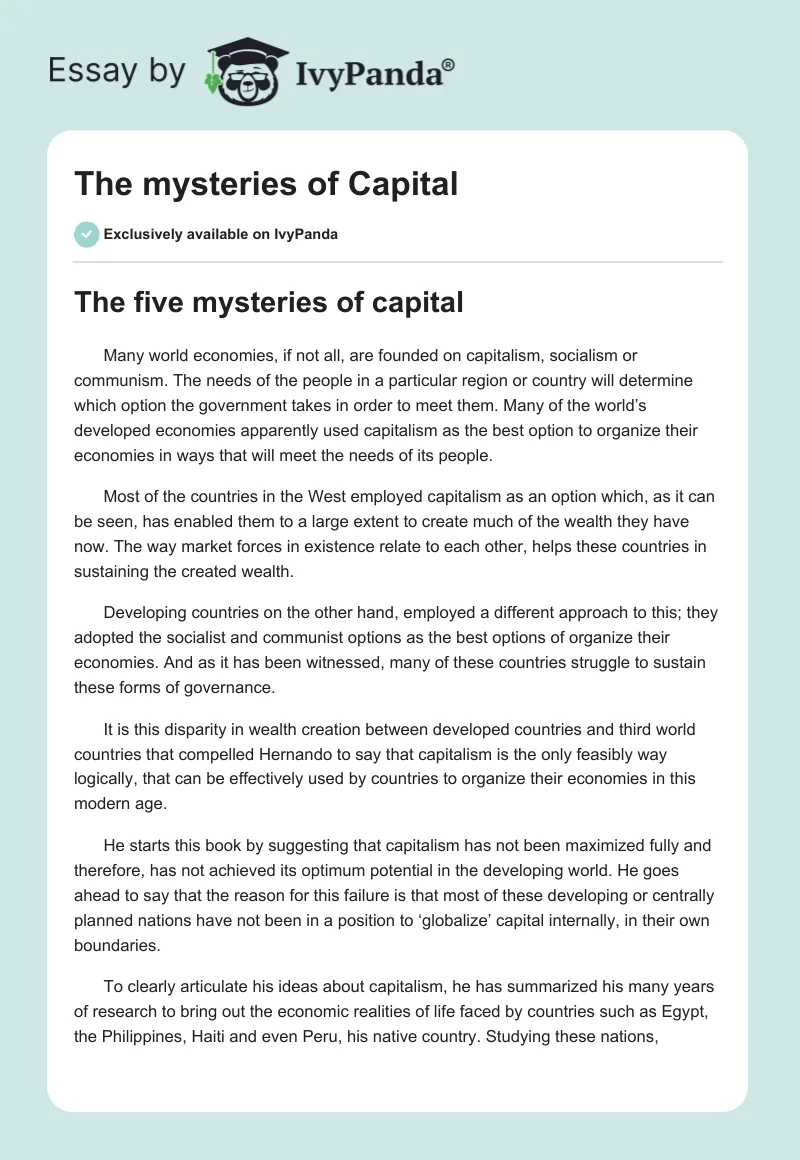 The mysteries of Capital. Page 1