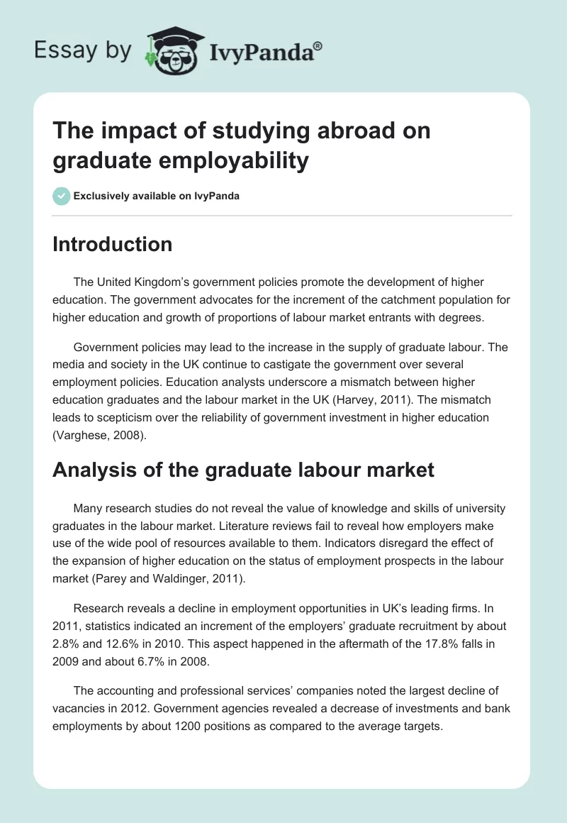 The impact of studying abroad on graduate employability. Page 1