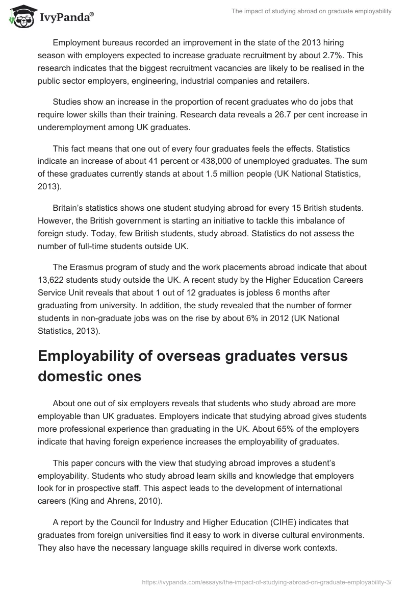 The impact of studying abroad on graduate employability. Page 2